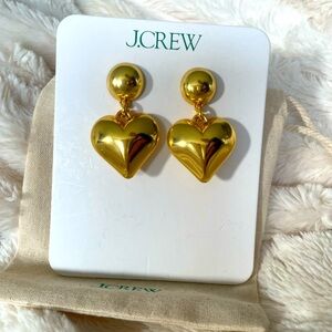 NEW J Crew Gold Puffy Heart Earrings